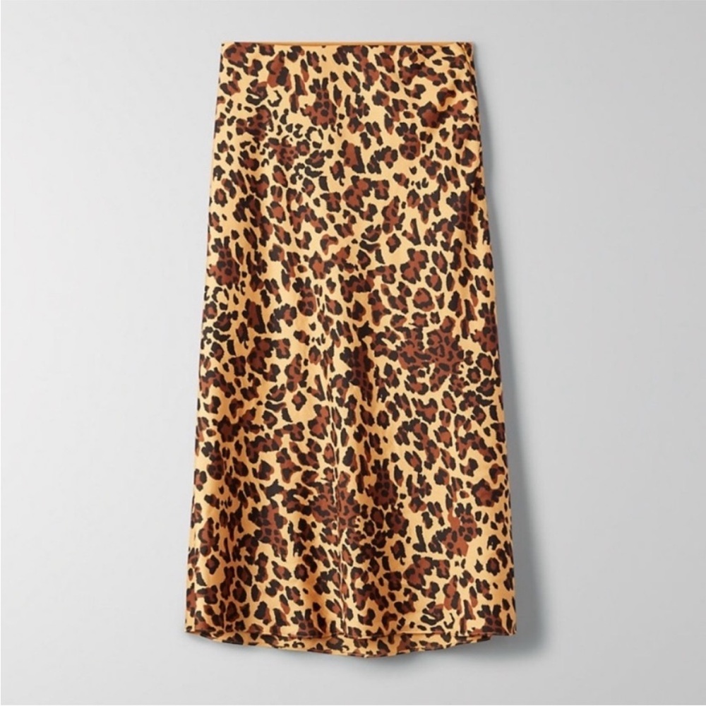 aritzia ryland leopard cheetah midi skirt